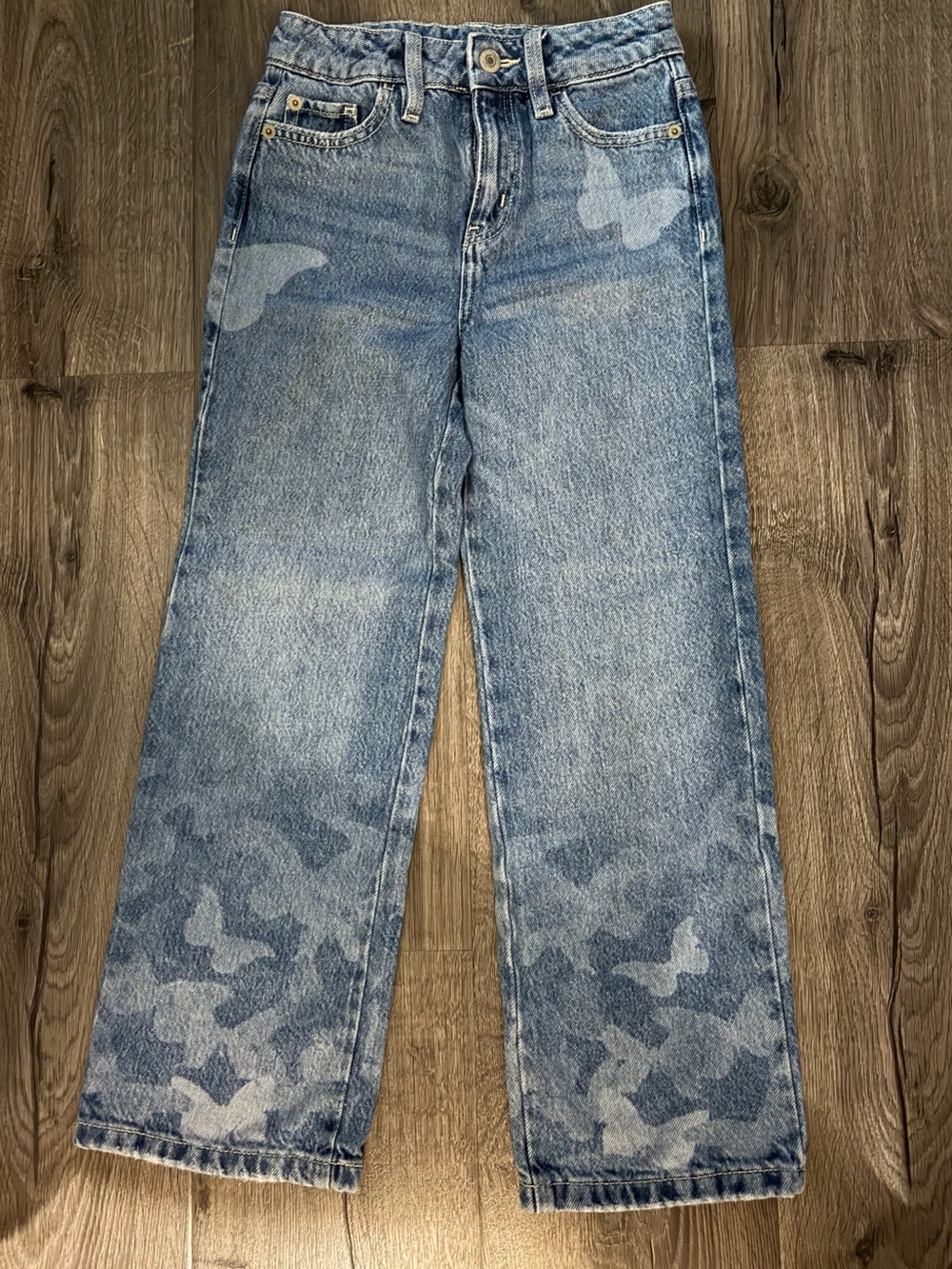 Light Blue Denim Jeans with Subtle Camo Detail